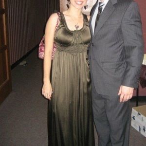 100% silk olive green gown